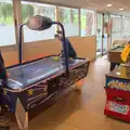 The boys are playing air hockey in the games room, Blanes, and the Castanyada Festival, Lloret de Mar, Catalunya - 1st November 2024