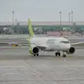 An Air Baltic Airbus A319 taxis by, Blanes, and the Castanyada Festival, Lloret de Mar, Catalunya - 1st November 2024