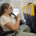 Isobel does some crochet on the plane, Blanes, and the Castanyada Festival, Lloret de Mar, Catalunya - 1st November 2024