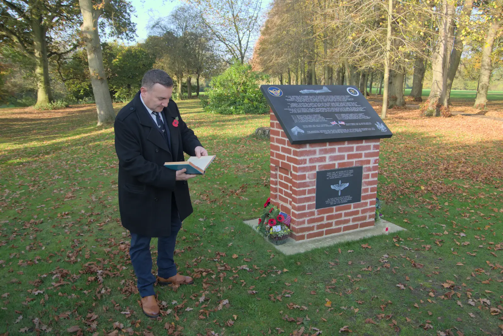 Clive reads from a posthumous pilot's book, from Remembrance Sunday with the GSB, Brome and Botesdale, Suffolk - 10th November 2024