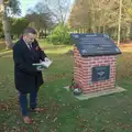 Clive reads from a posthumous pilot's book, Remembrance Sunday with the GSB, Brome and Botesdale, Suffolk - 10th November 2024