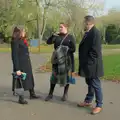 Isobel chats with Suzanne and Clive, Remembrance Sunday with the GSB, Brome and Botesdale, Suffolk - 10th November 2024