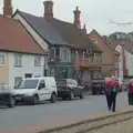 Some of the band pile out of the Greyhound pub, Remembrance Sunday with the GSB, Brome and Botesdale, Suffolk - 10th November 2024