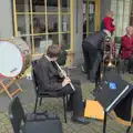 Fred tries to warm his flute up, Remembrance Sunday with the GSB, Brome and Botesdale, Suffolk - 10th November 2024