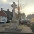 Botesdale war memorial in the low sun, Remembrance Sunday with the GSB, Brome and Botesdale, Suffolk - 10th November 2024