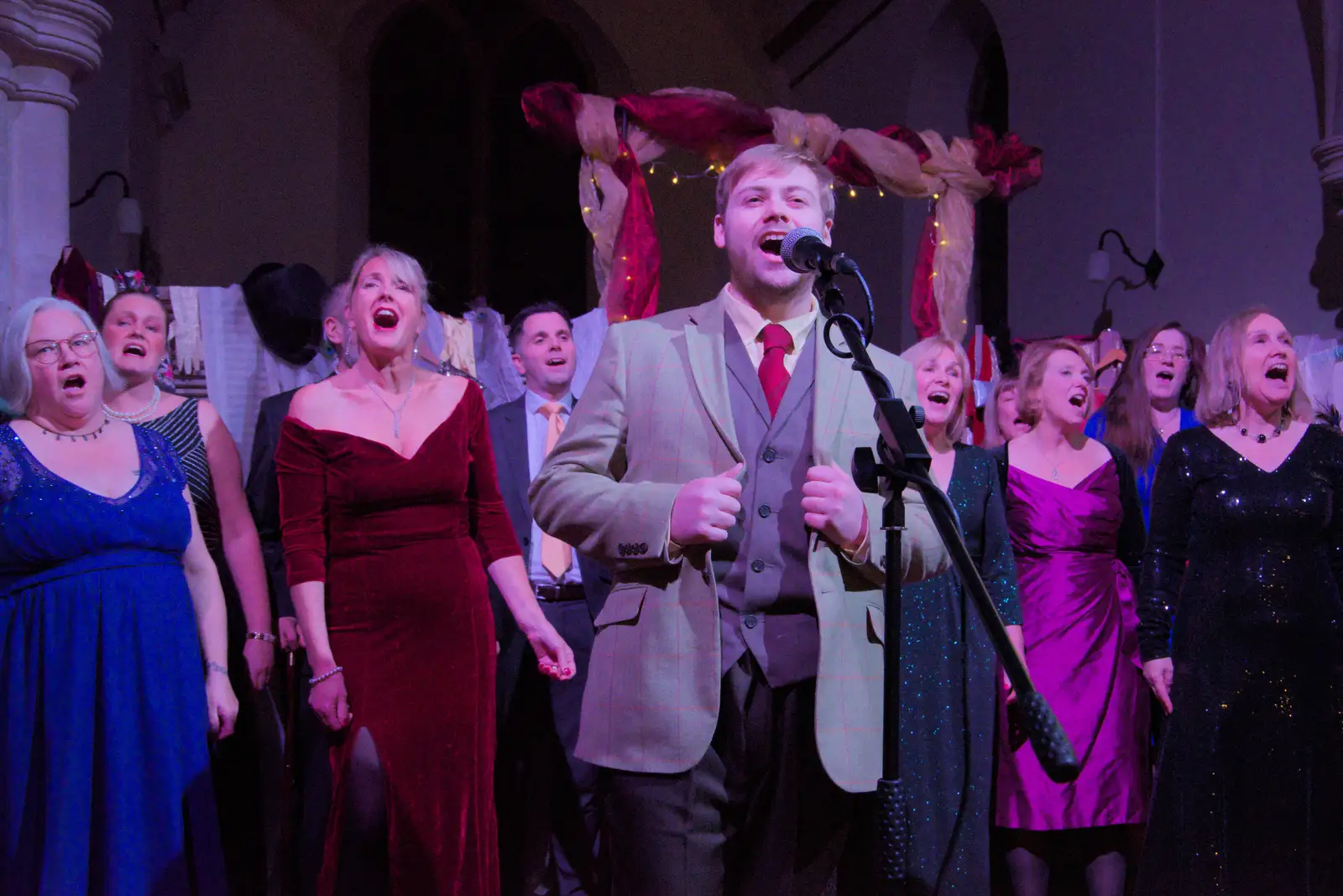 George and the ensemble fo Rocking the Boat, from Palgrave Players do Cabaret, St. Peter's Church, Palgrave - 16th November 2024