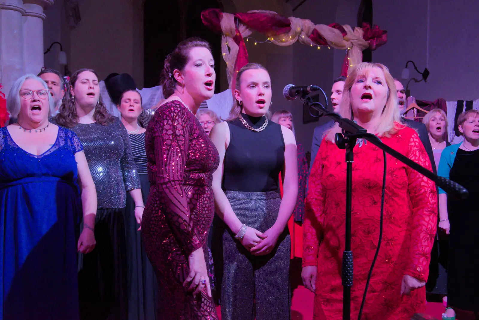 Suzanne, Holly and Celia, from Palgrave Players do Cabaret, St. Peter's Church, Palgrave - 16th November 2024