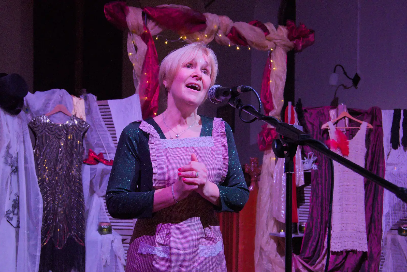 Karen sings as a maid, from Palgrave Players do Cabaret, St. Peter's Church, Palgrave - 16th November 2024