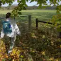 We walk around the gate on the path, A Pub Walk to Ampersand, Diss, Norfolk - 17th November 2024