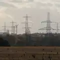 High voltage wires are back-lit, A Pub Walk to Ampersand, Diss, Norfolk - 17th November 2024