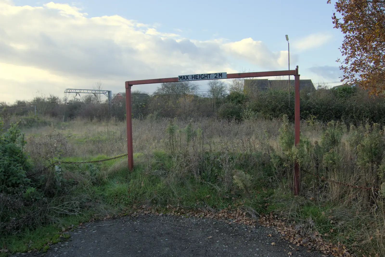 A somewhat-redundant car park barrier, from A Pub Walk to Ampersand, Diss, Norfolk - 17th November 2024