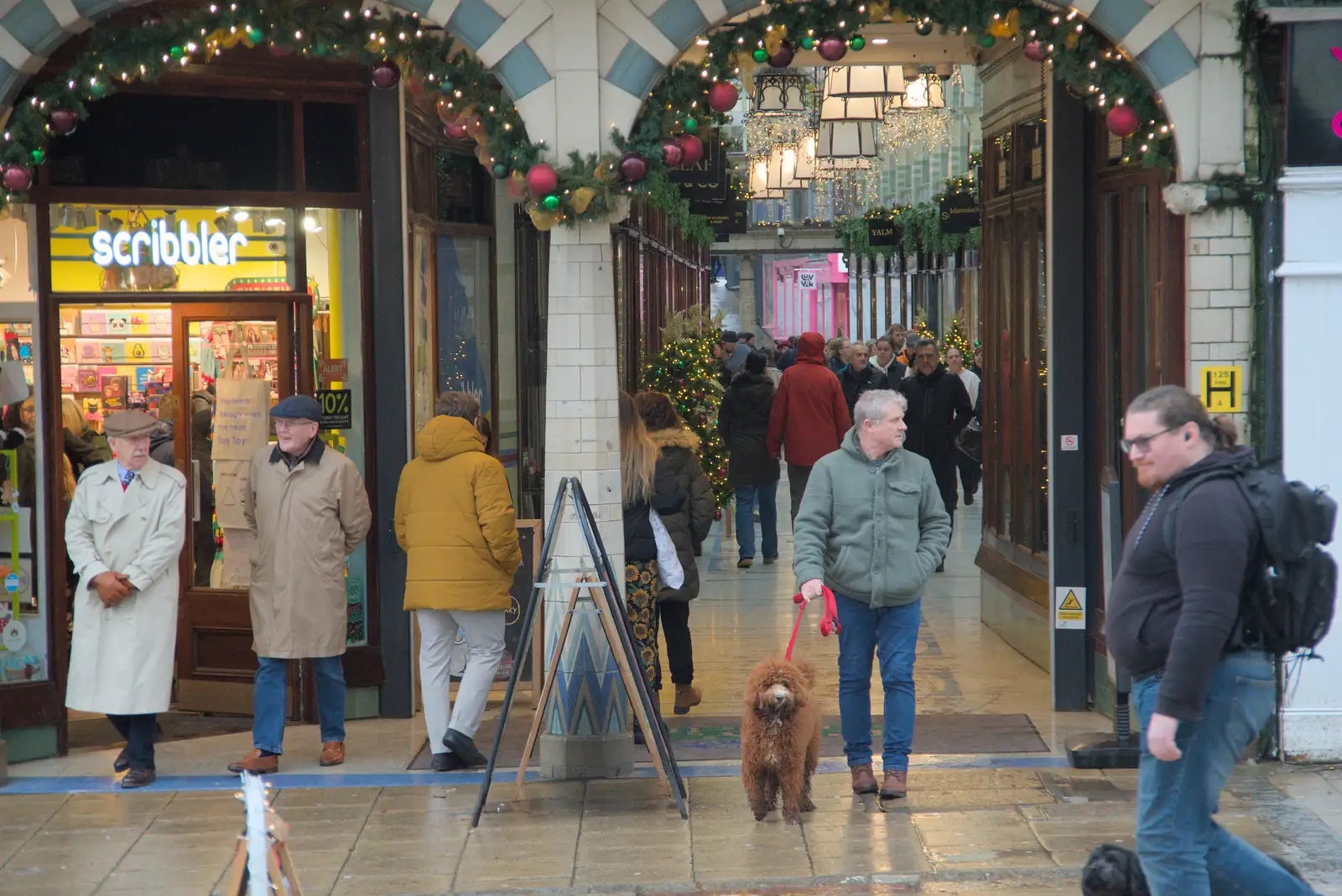 The top of the Art Nouveau Royal Arcade, from Christmas Shopping in Norwich, Norfolk - 8th December