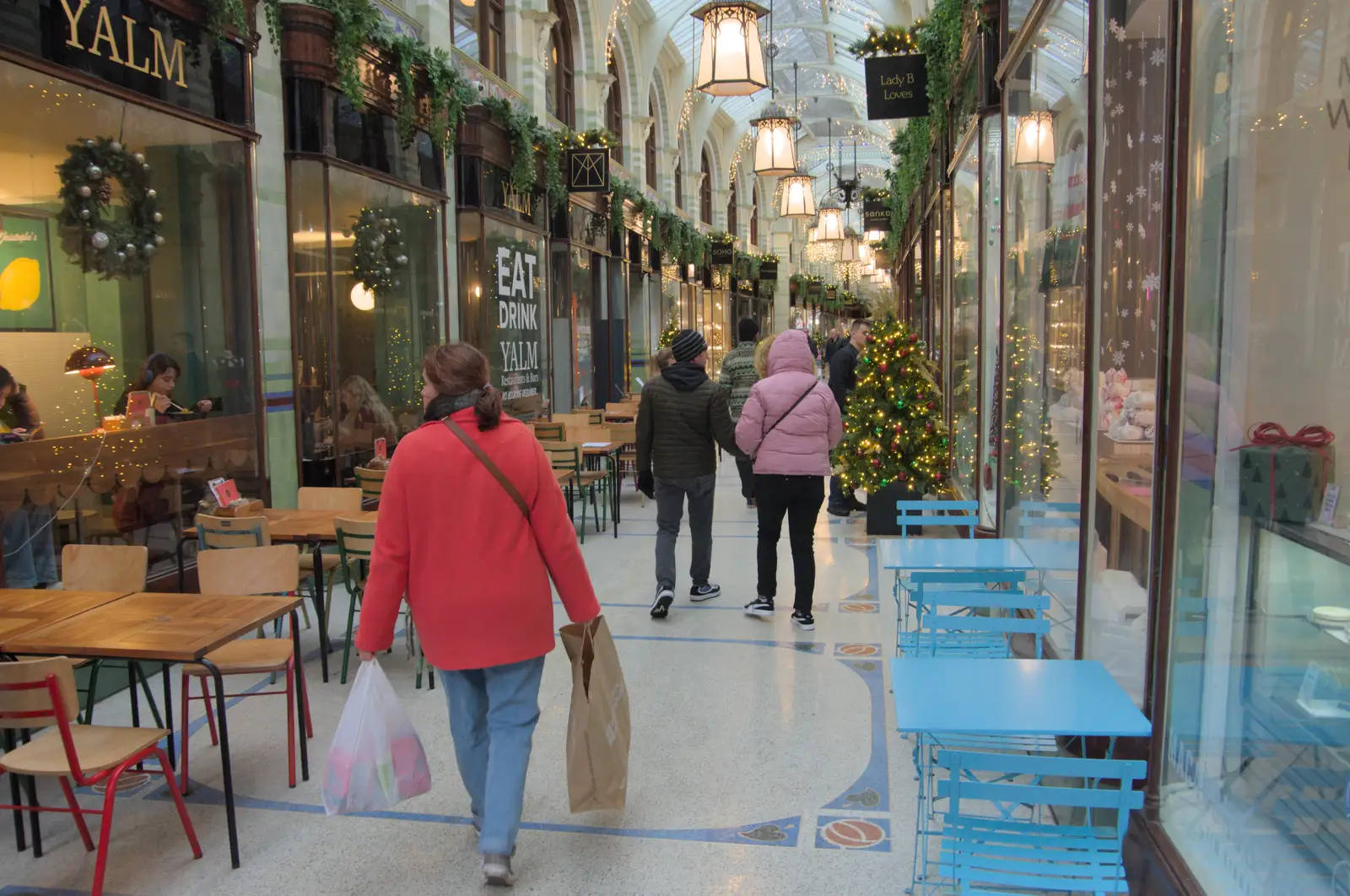 Isobel in the Royal Arcade, from Christmas Shopping in Norwich, Norfolk - 8th December