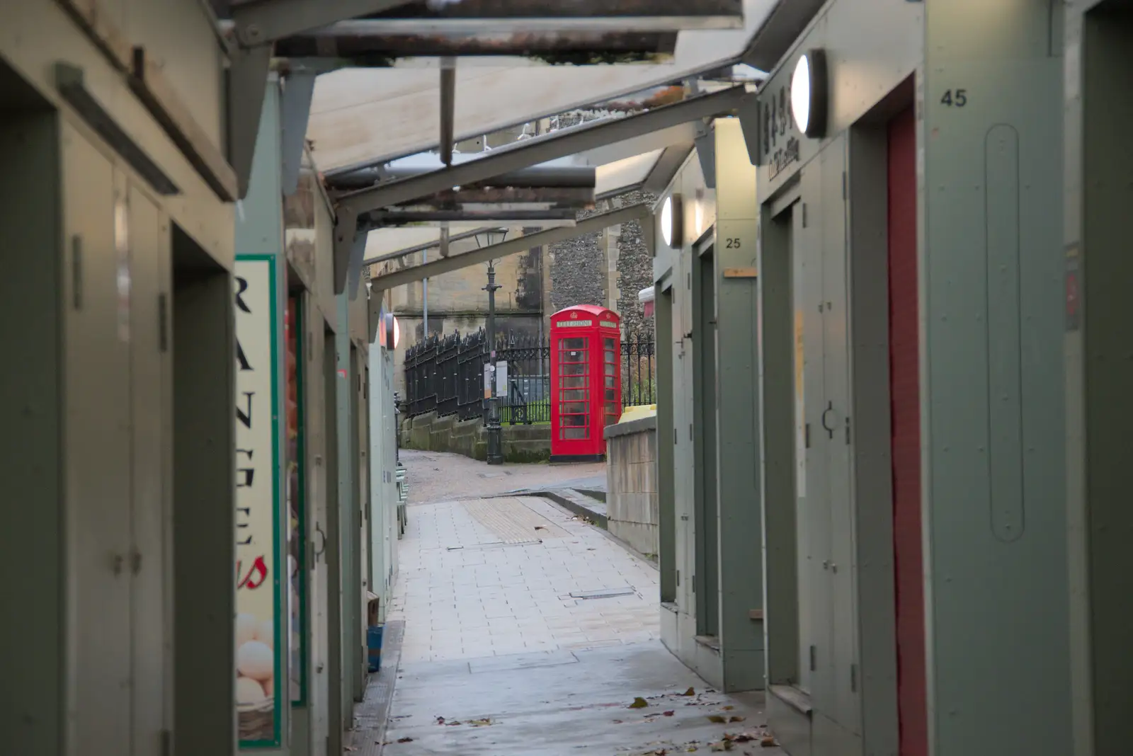 The K6 phonebox seen from the market, from Christmas Shopping in Norwich, Norfolk - 8th December