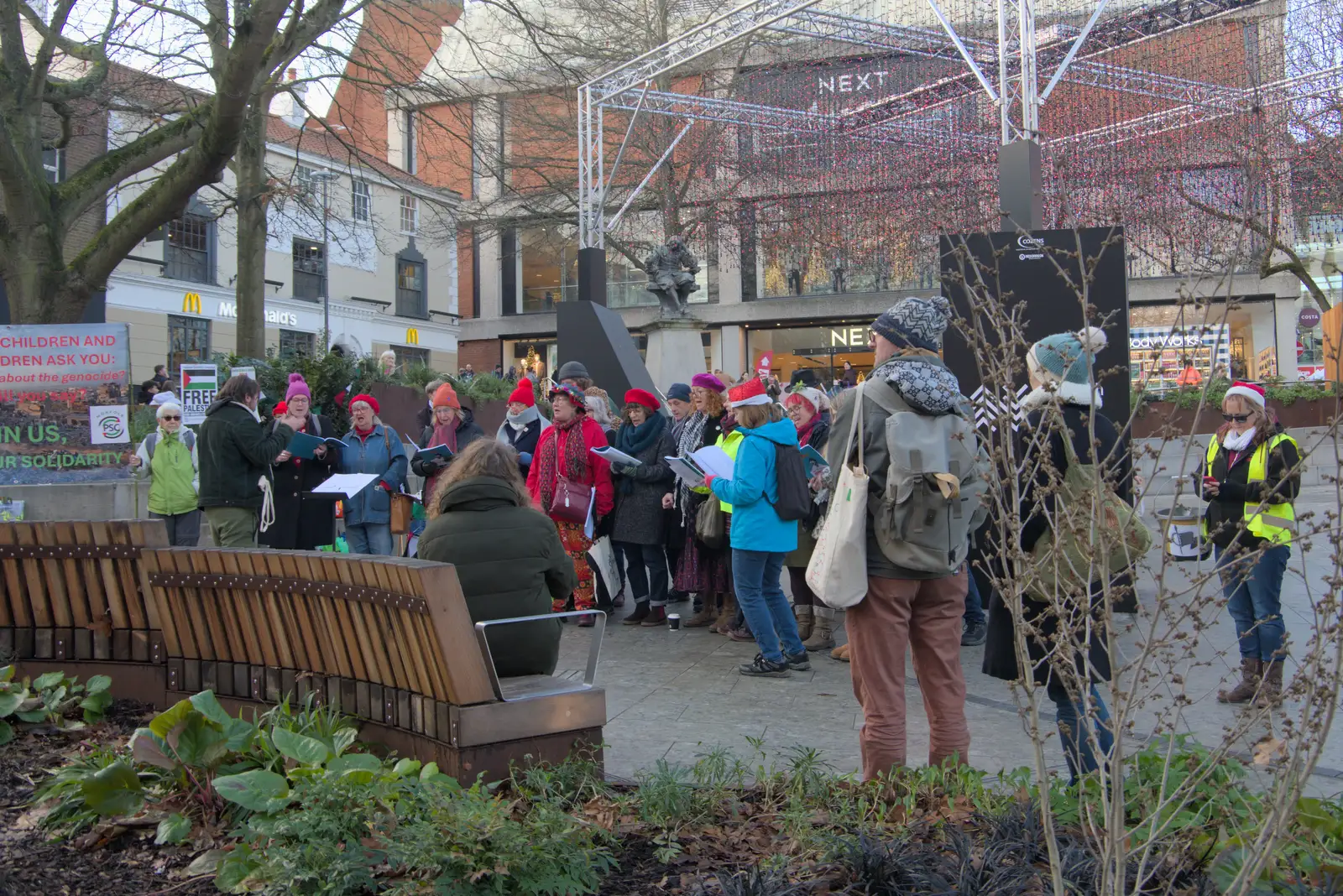 A pro-Palestine choir does some carols, from Another Christmas Shopping Day, Norwich, Norfolk - 14th December 2024