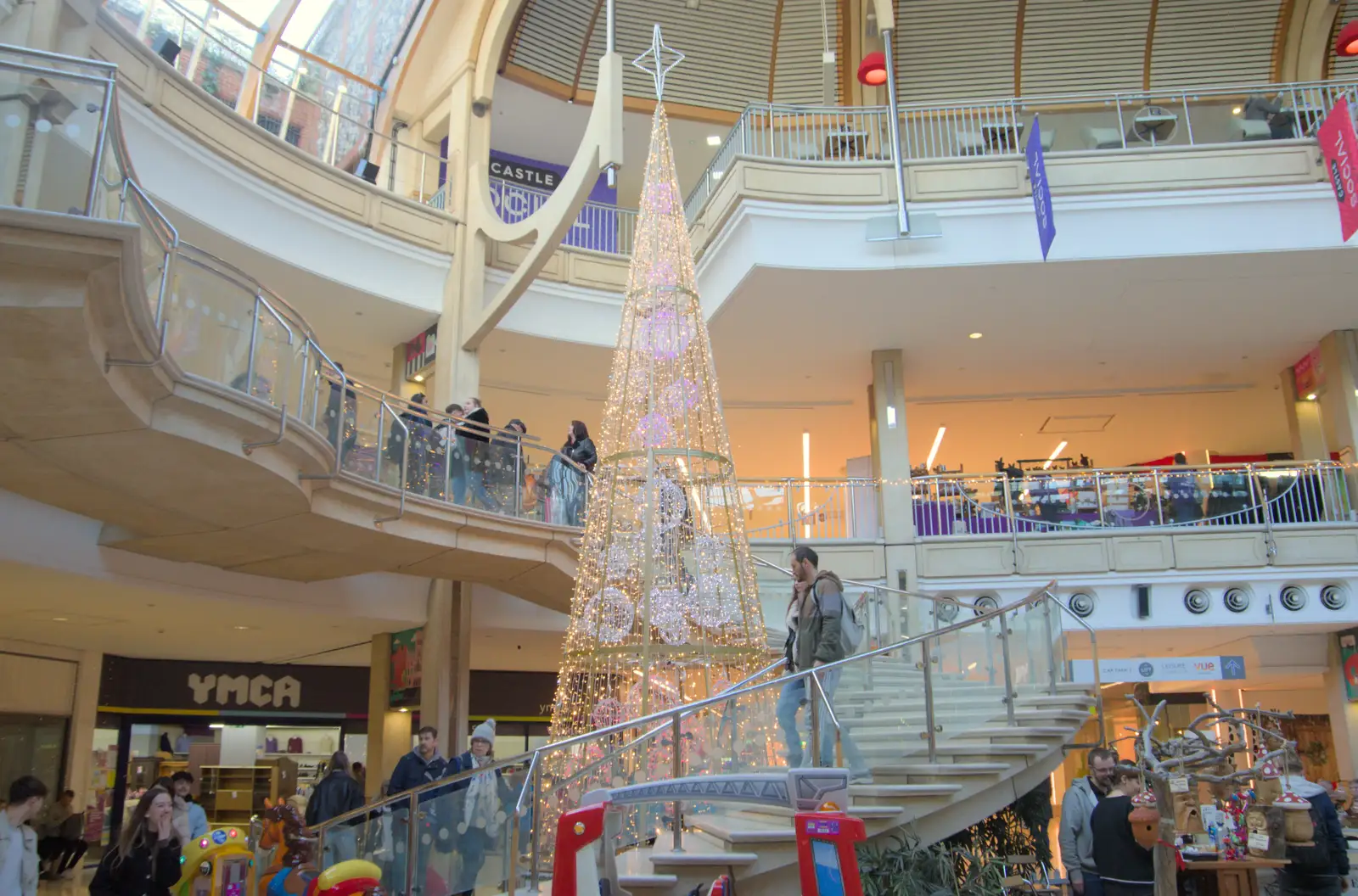 A tall pointy Christmas tree, from Another Christmas Shopping Day, Norwich, Norfolk - 14th December 2024