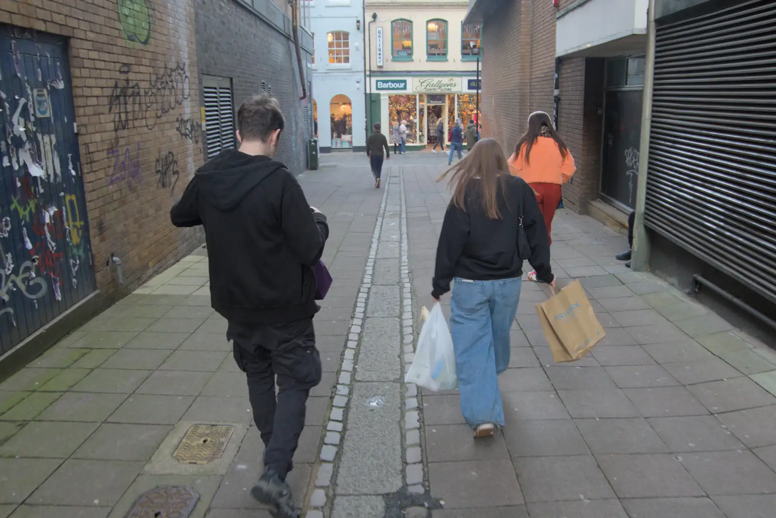 Fred and Sophie help carry the Christmas shopping, from Another Christmas Shopping Day, Norwich, Norfolk - 14th December 2024