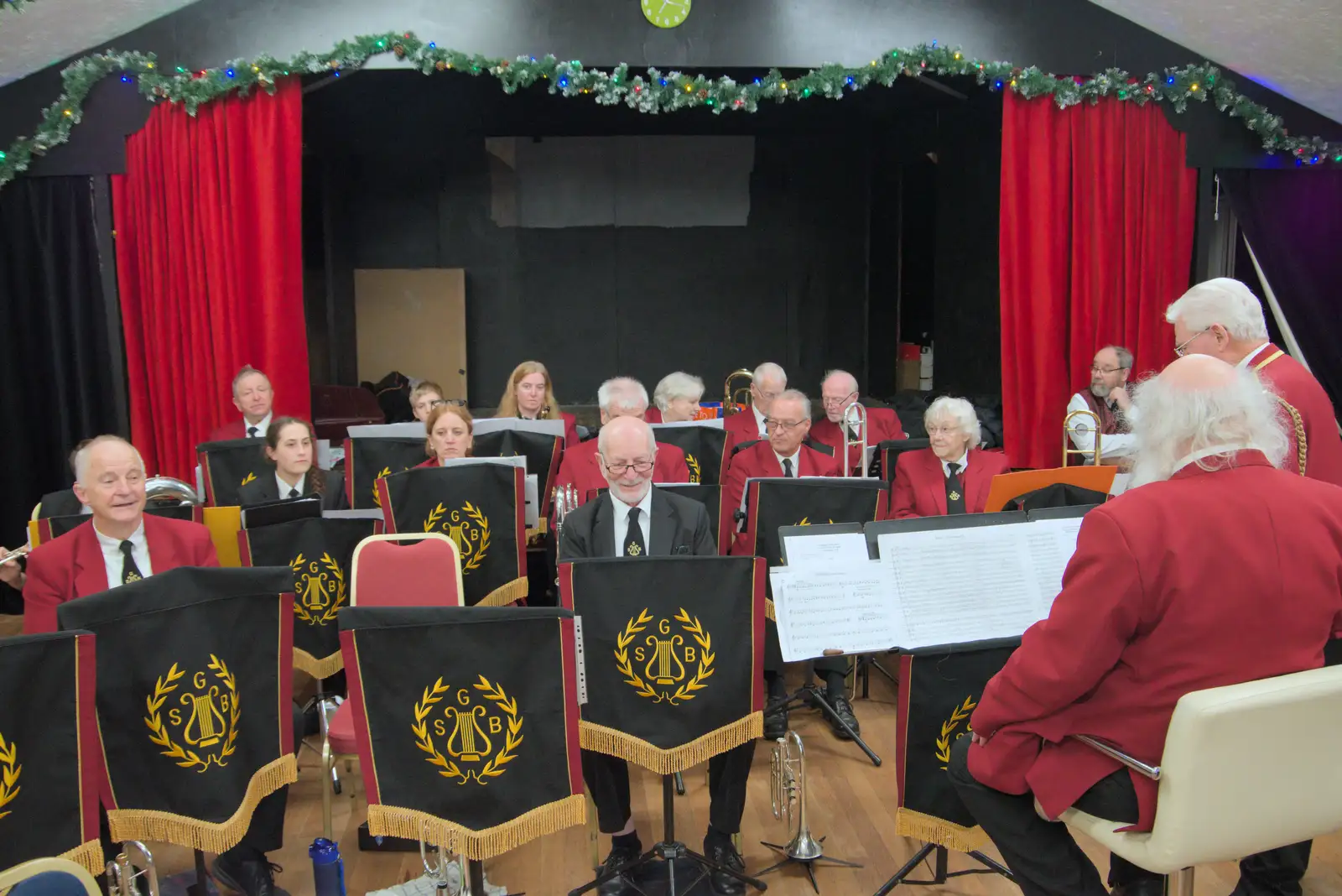 A fairly full band setup, from A Weekend of Music with the GSB, Gislingham and Thornham - 15th December 2024