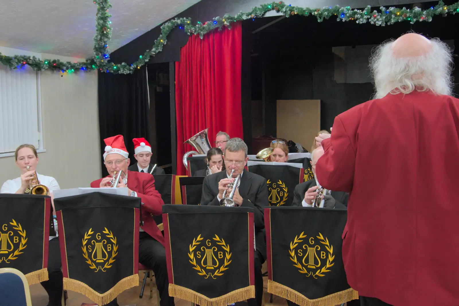 The cornet section of the band, from A Weekend of Music with the GSB, Gislingham and Thornham - 15th December 2024