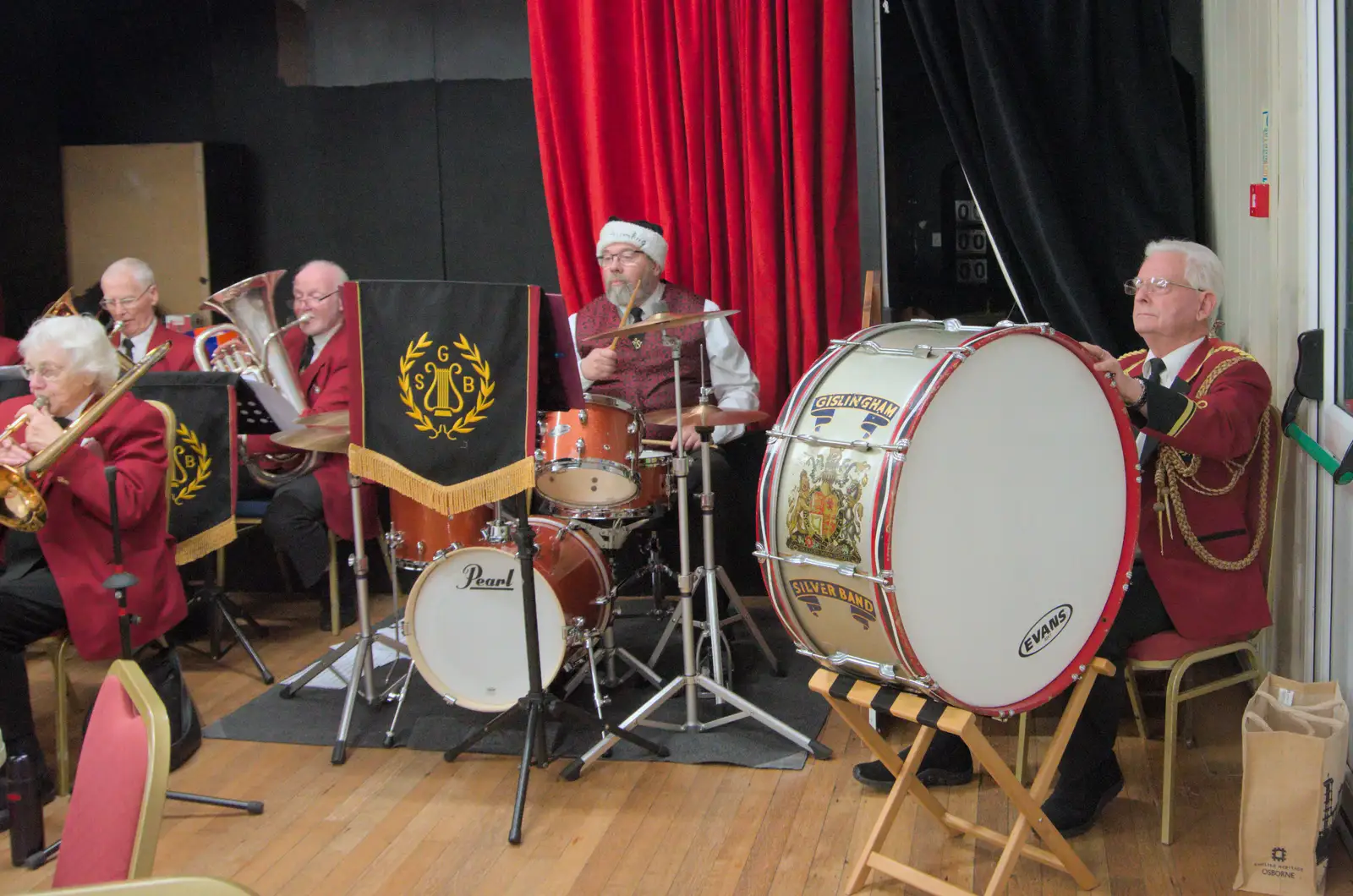 Mark and Terry in the percussion section, from A Weekend of Music with the GSB, Gislingham and Thornham - 15th December 2024