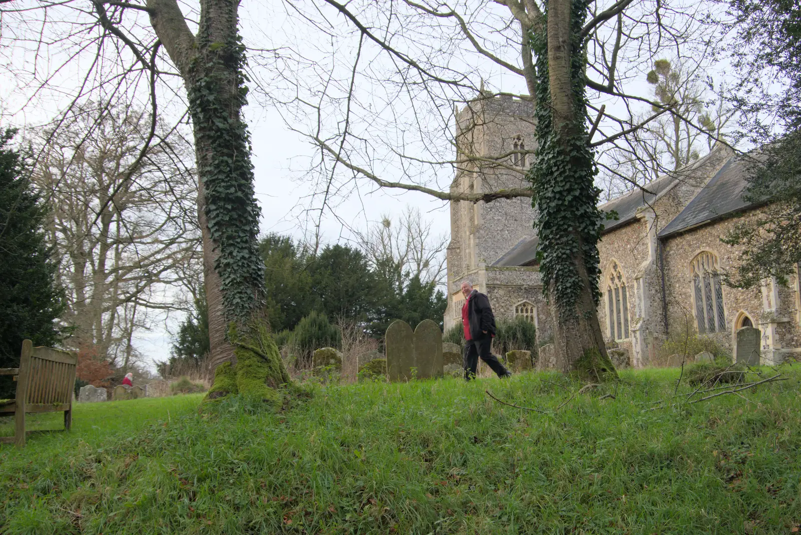 Julian takes a short cut at Thornham Magna, from A Weekend of Music with the GSB, Gislingham and Thornham - 15th December 2024