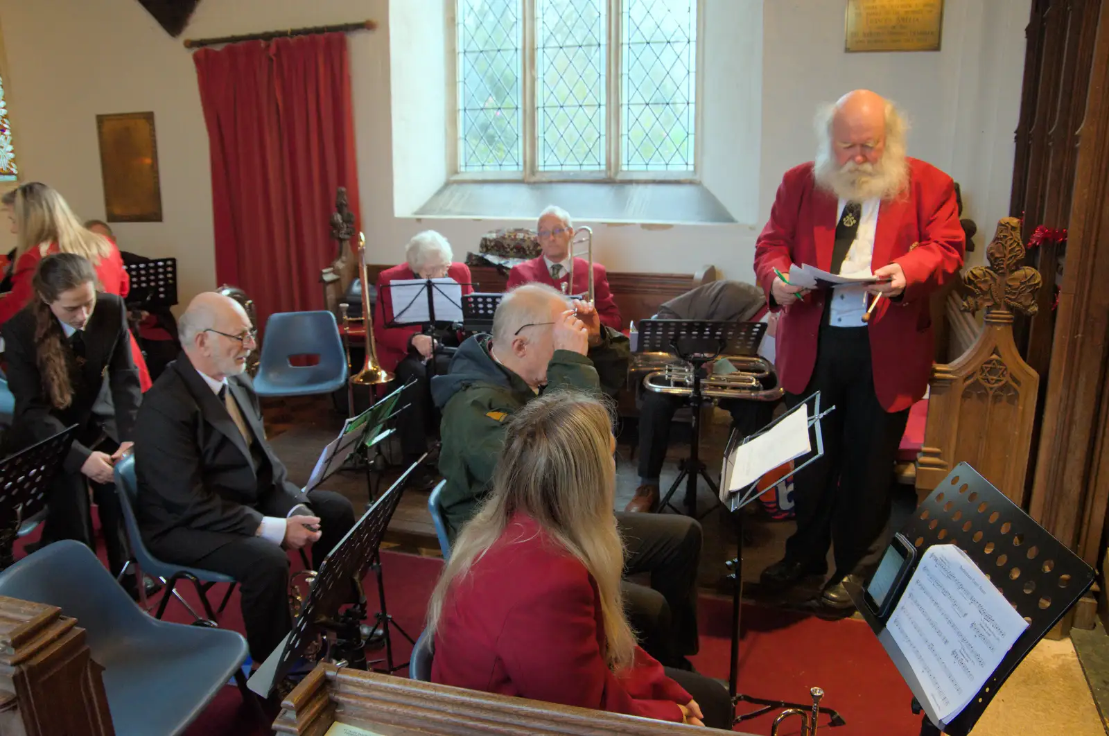 The band is set up in the choir, from A Weekend of Music with the GSB, Gislingham and Thornham - 15th December 2024