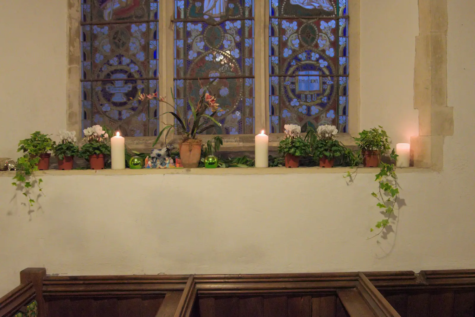 Candles on a windowsill, from A Weekend of Music with the GSB, Gislingham and Thornham - 15th December 2024