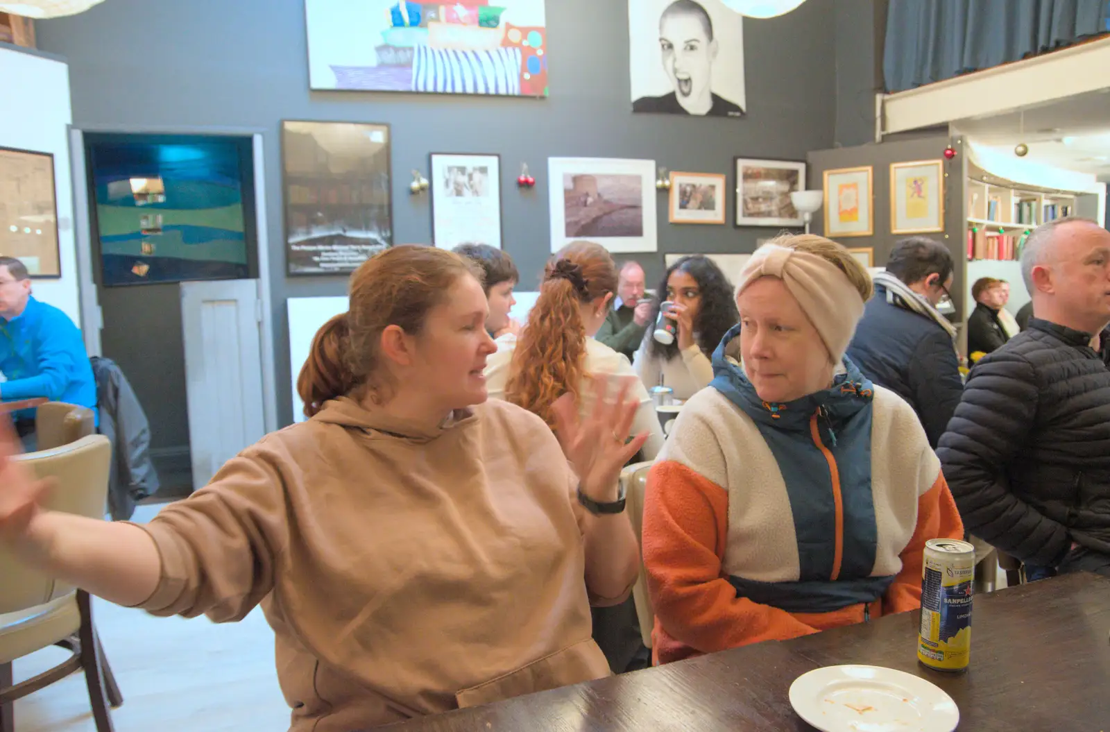 Isobel and Meagan in the café, from St. Stephen's Day in Blackrock, County Dublin, Ireland - 26th December 2024