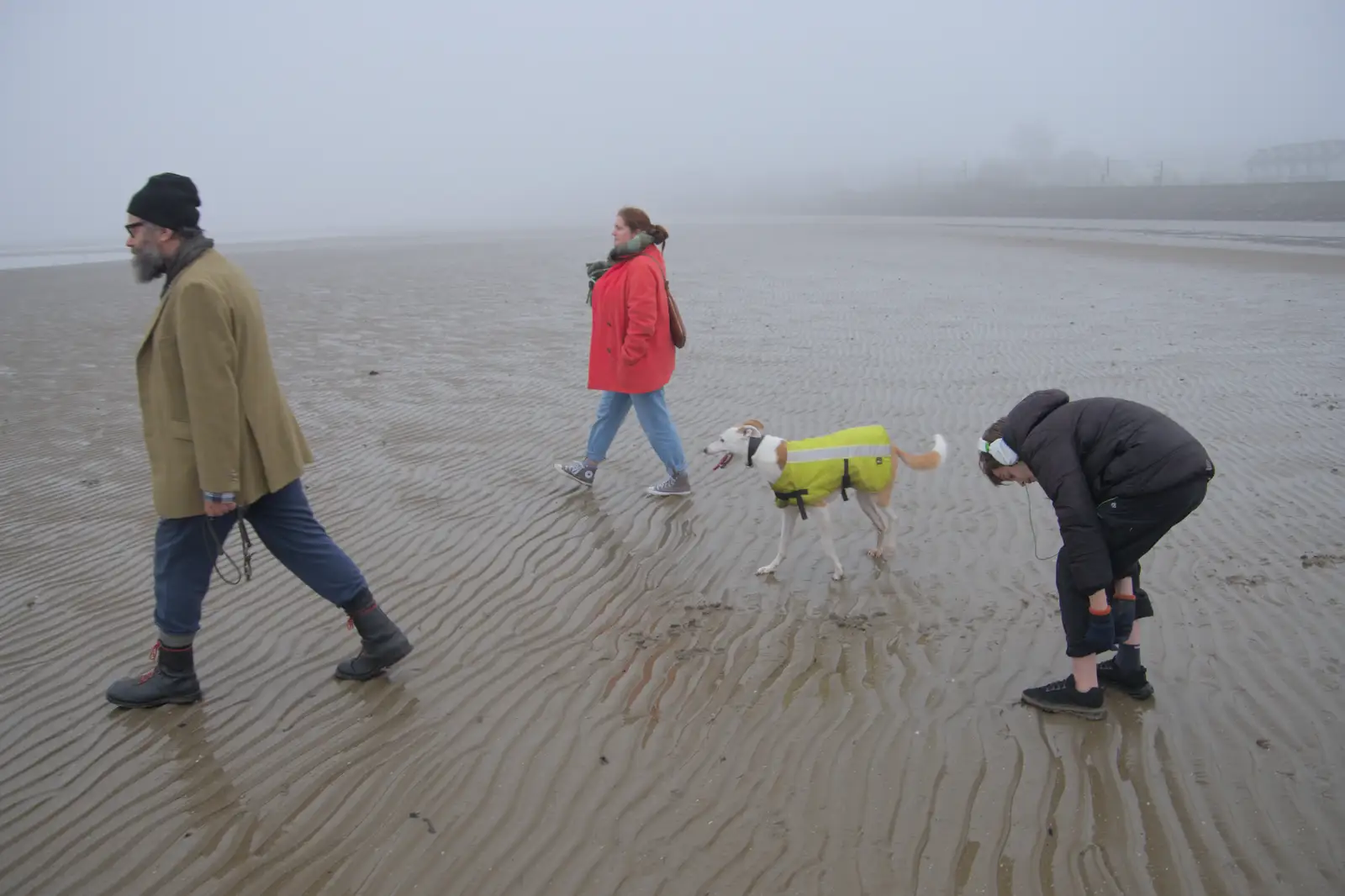 Maude runs around as we walk on the mudflats, from St. Stephen's Day in Blackrock, County Dublin, Ireland - 26th December 2024