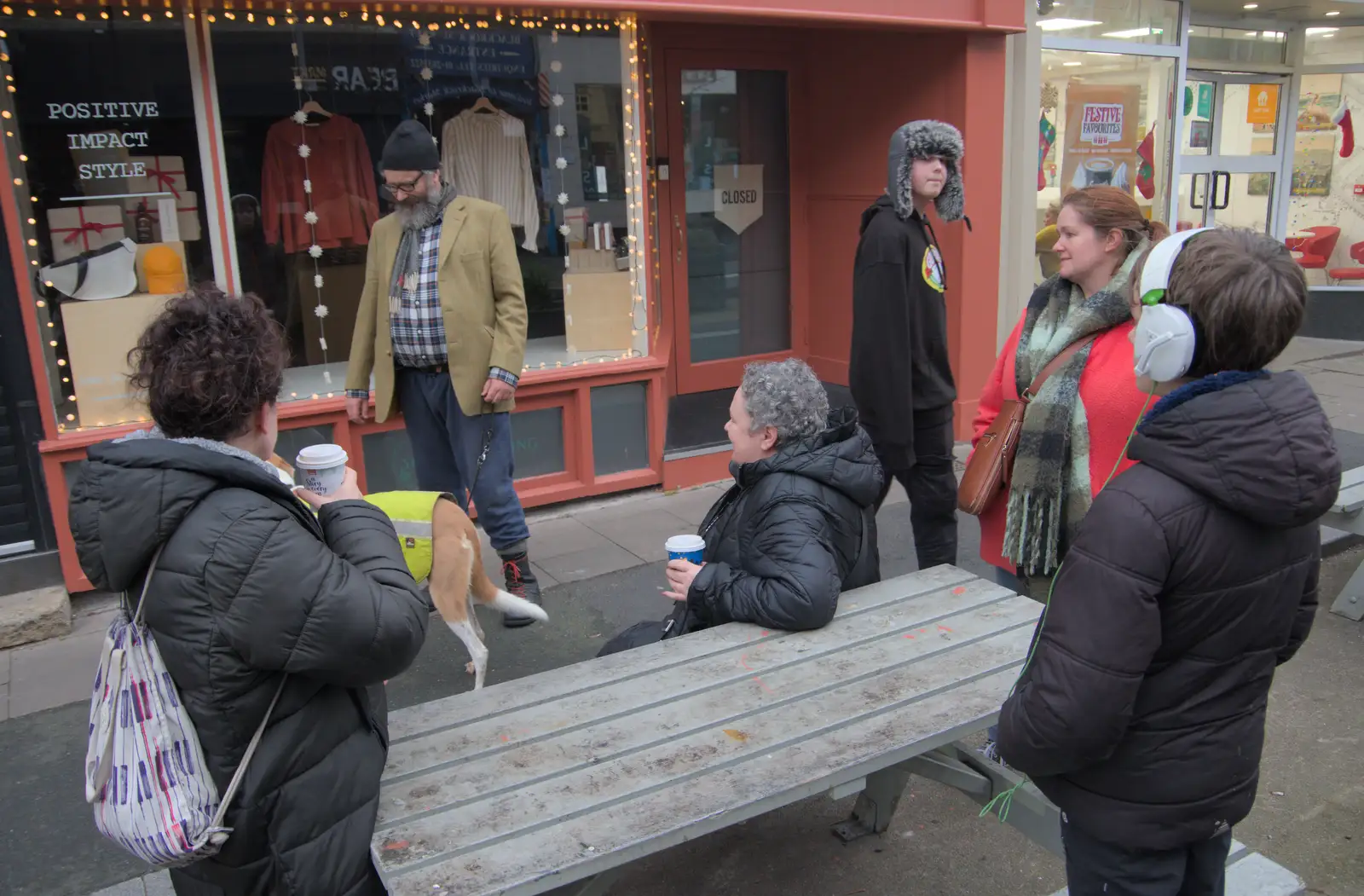 Da Gorls have stopped for a coffee, from St. Stephen's Day in Blackrock, County Dublin, Ireland - 26th December 2024