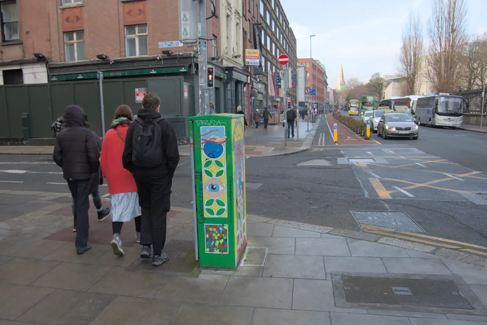 A decorated traffic light cabinet, from St. Stephen's Day in Blackrock, County Dublin, Ireland - 26th December 2024