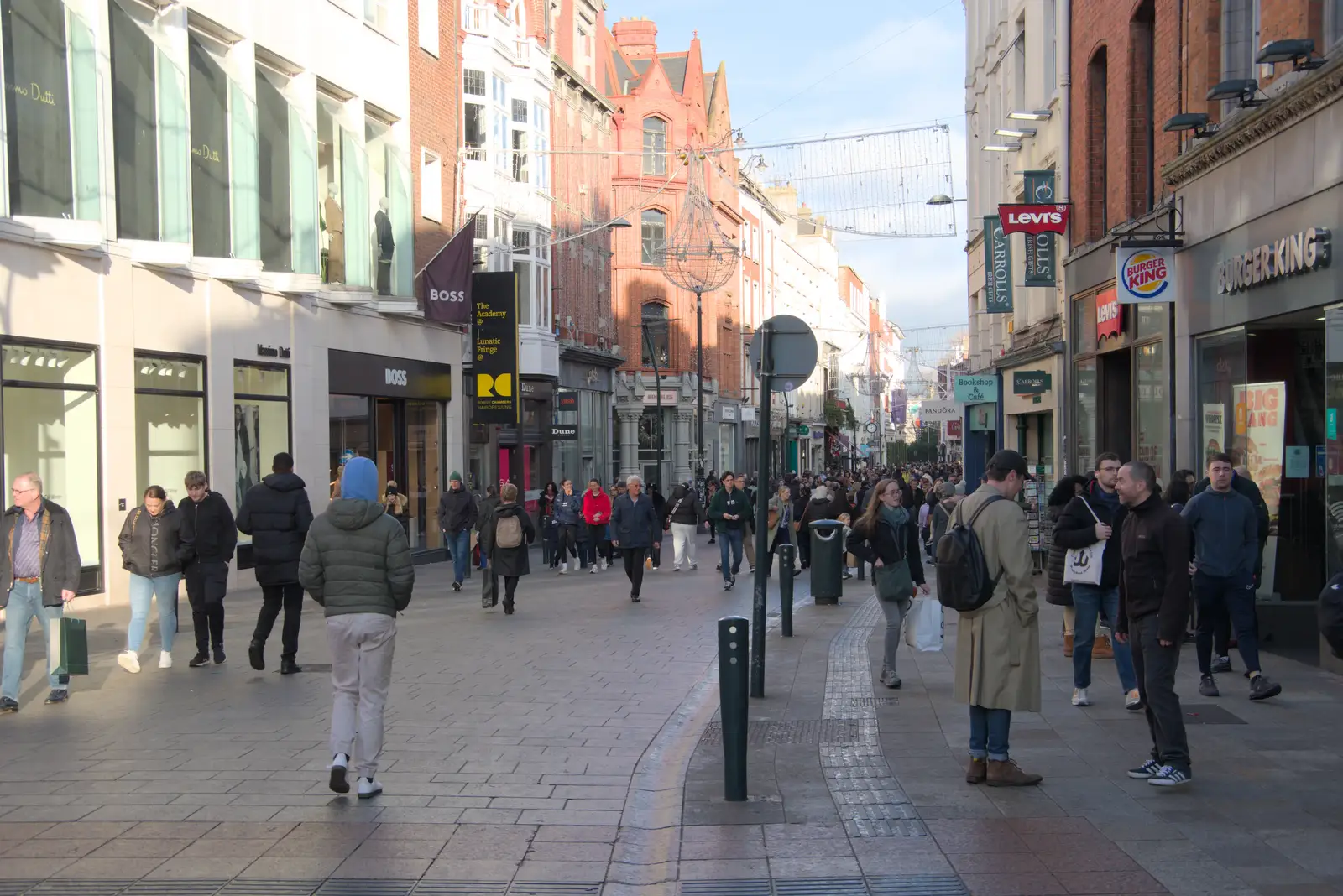 Looking up Grafton Street in Dublin, from St. Stephen's Day in Blackrock, County Dublin, Ireland - 26th December 2024