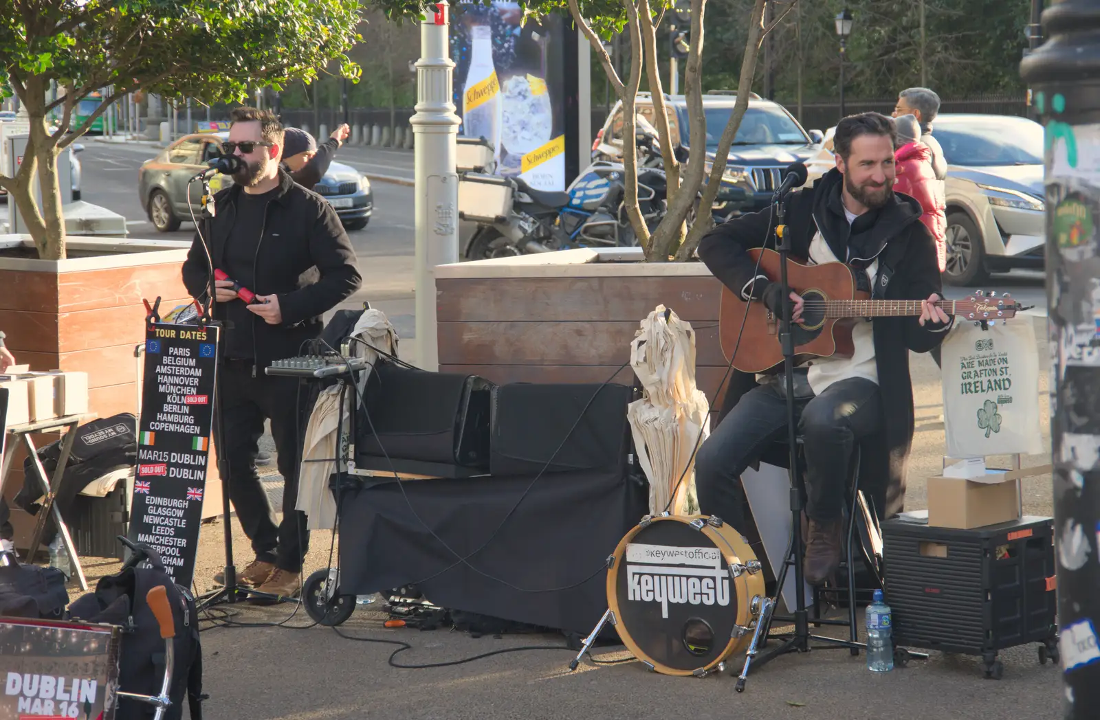 The buskers Keywest on the top of Grafton Street, from St. Stephen's Day in Blackrock, County Dublin, Ireland - 26th December 2024