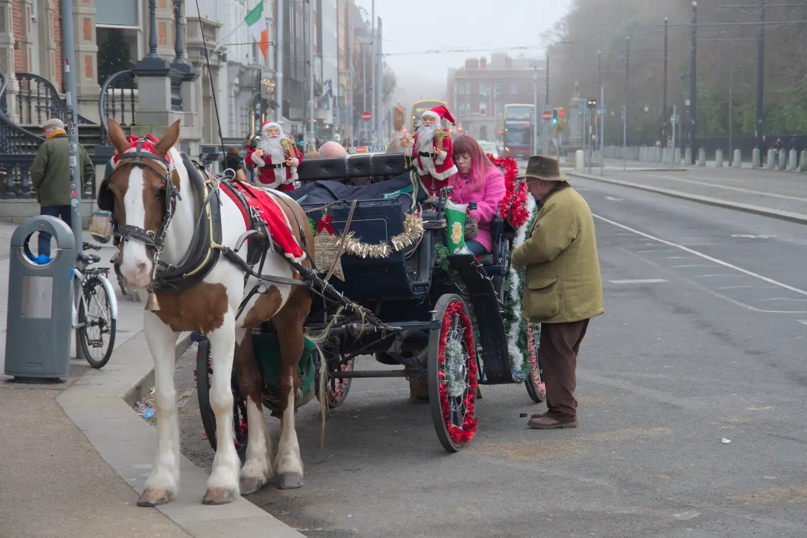 A tourist buggy waits on St. Stephen's Green, from St. Stephen's Day in Blackrock, County Dublin, Ireland - 26th December 2024