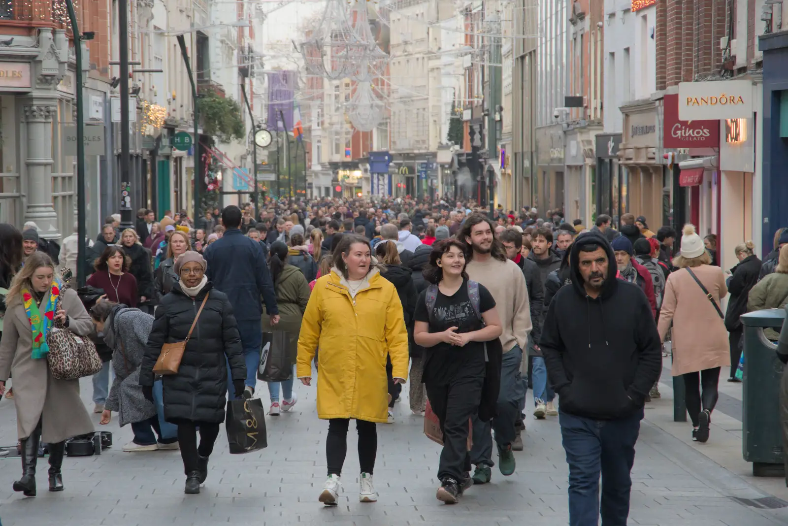 A crowded Grafton Street, from St. Stephen's Day in Blackrock, County Dublin, Ireland - 26th December 2024