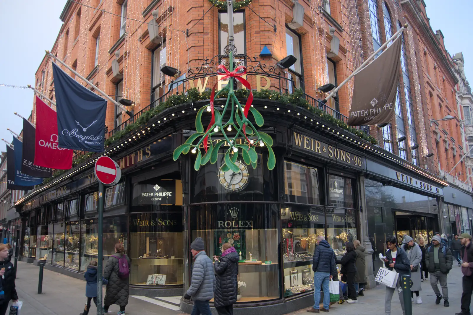 Giant mistletoe on Weir and Sons, from St. Stephen's Day in Blackrock, County Dublin, Ireland - 26th December 2024