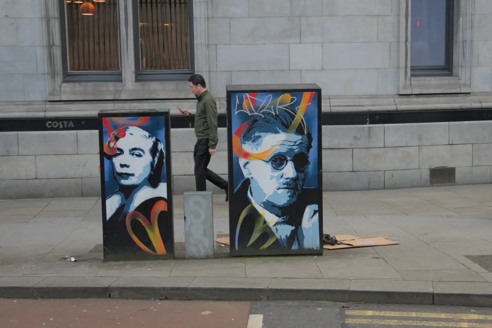 Back at the painted street cabinets, from St. Stephen's Day in Blackrock, County Dublin, Ireland - 26th December 2024