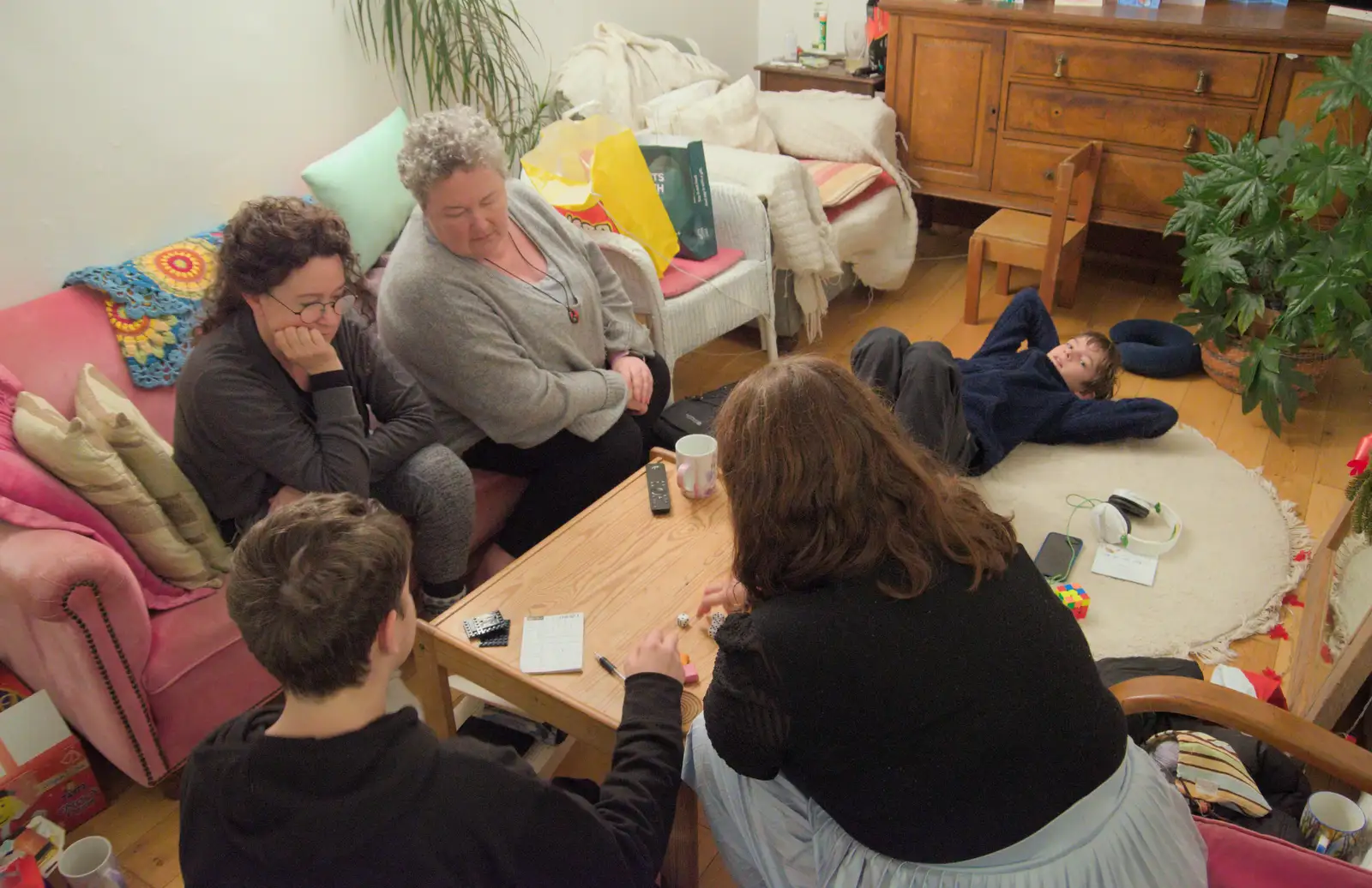 There's a game of Yahtzee in the lounge, from St. Stephen's Day in Blackrock, County Dublin, Ireland - 26th December 2024