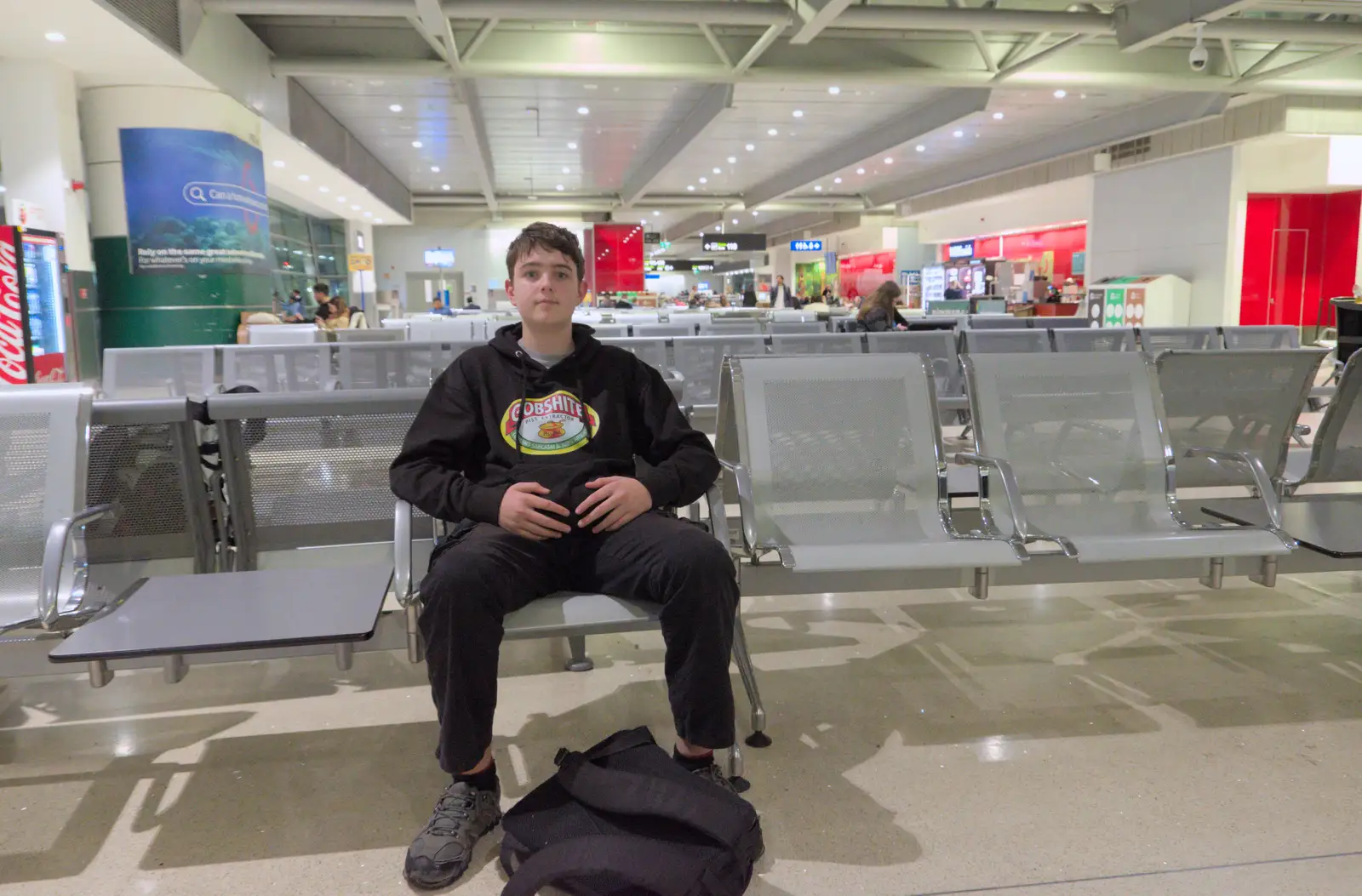 Fred waits in the departure lounge at Dublin Airport, from St. Stephen's Day in Blackrock, County Dublin, Ireland - 26th December 2024