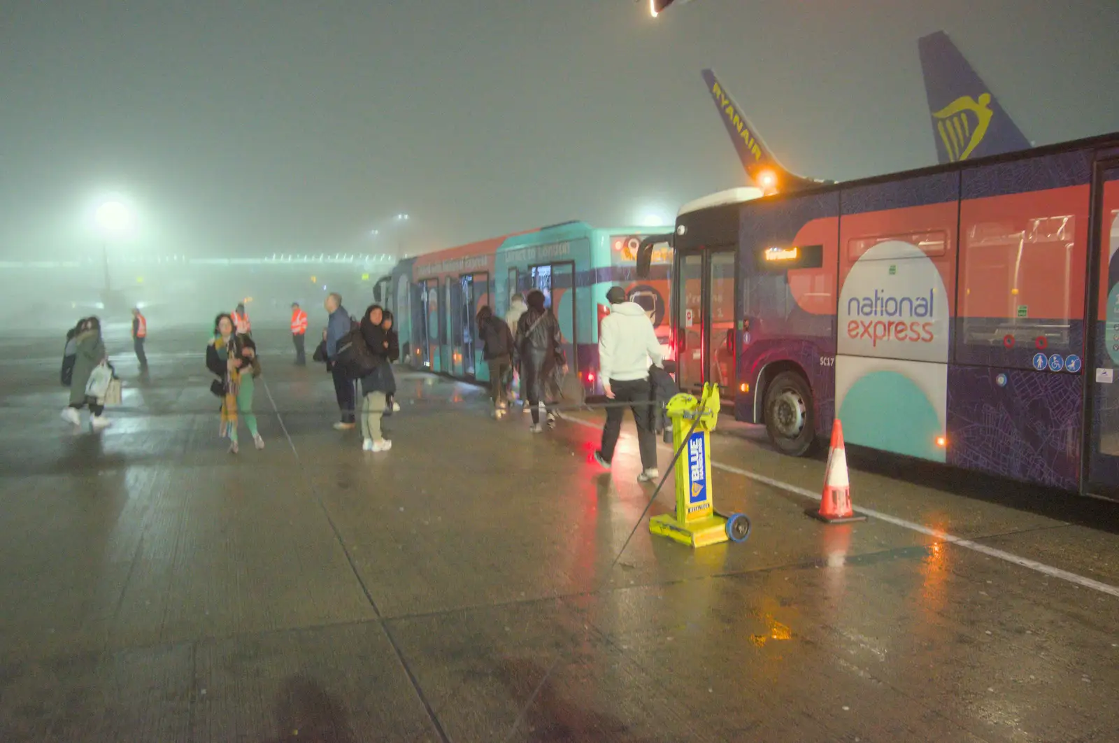 We're picked up by buses at Stansted Airport, from St. Stephen's Day in Blackrock, County Dublin, Ireland - 26th December 2024