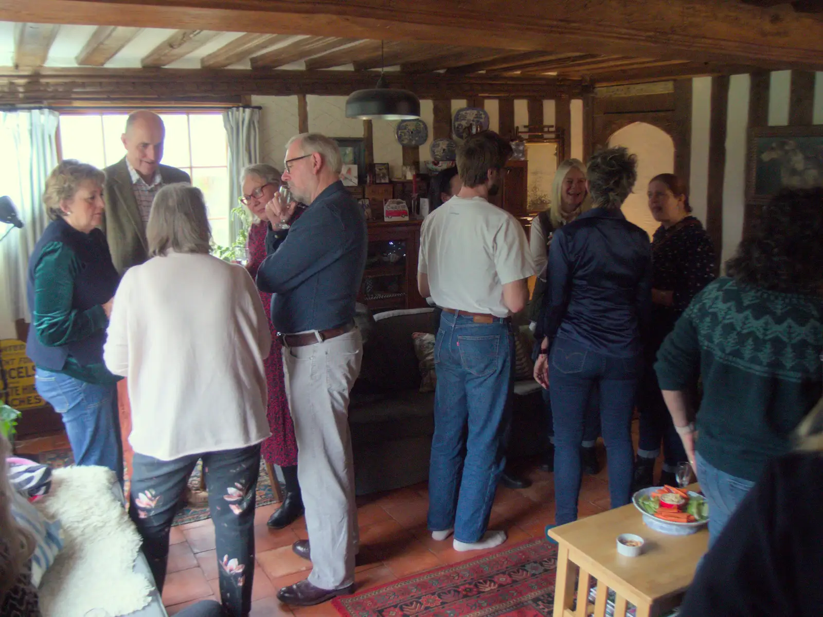 Isobel - far right - chats away, from A New Year Miscellany, Brome, Suffolk - 1st January 2025