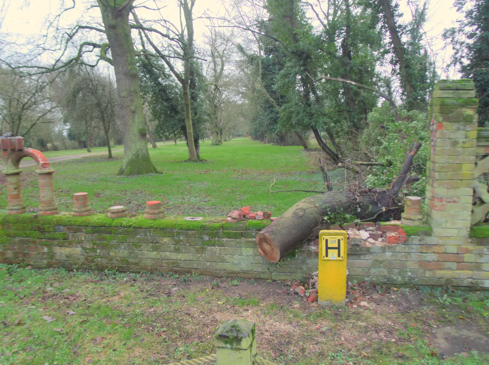 A fallen tree has trashed Brome Hall's wall, from A New Year Miscellany, Brome, Suffolk - 1st January 2025