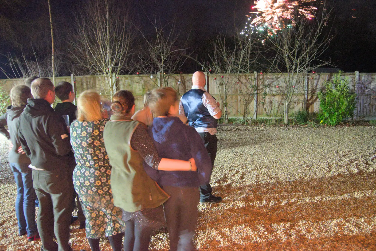 The party has moved out to watch fireworks, from A New Year Miscellany, Brome, Suffolk - 1st January 2025