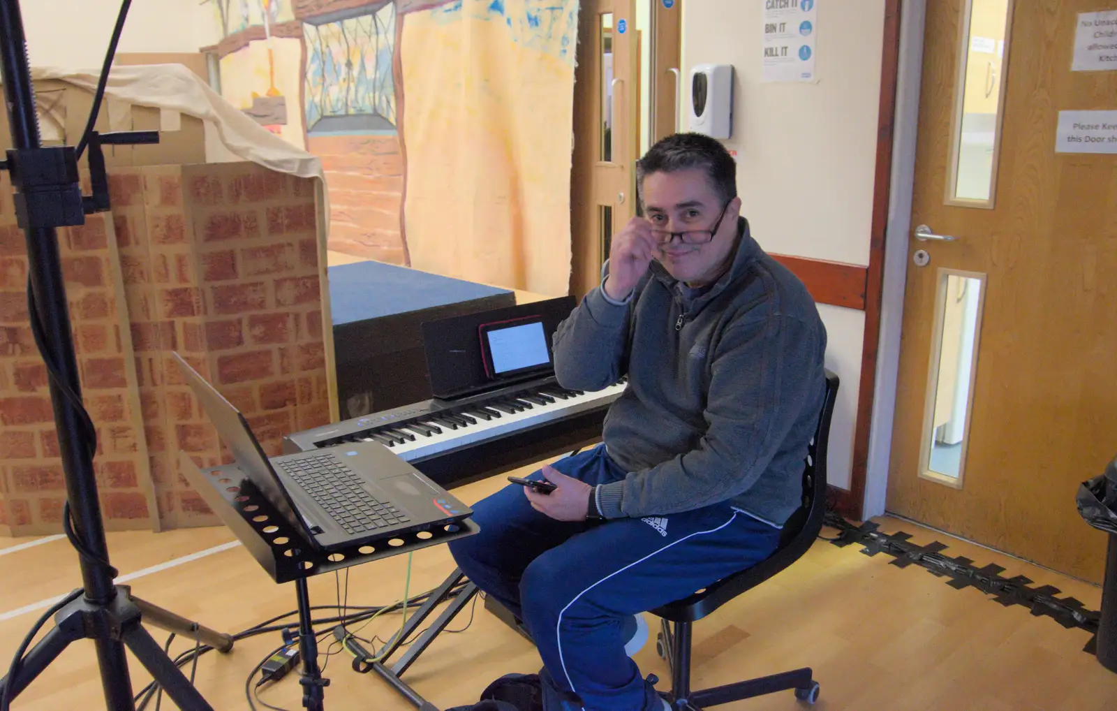 Mario's ready on keyboards, from Dove Players Tech Rehearsal, Occold, Suffolk - 5th January 2025