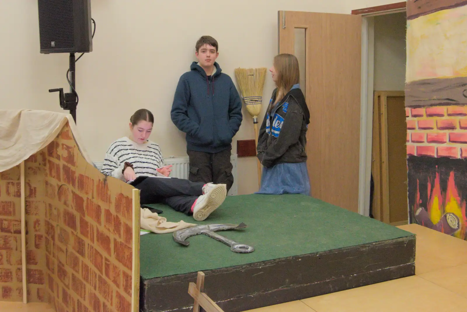 Fred hangs out in the teenager corner, from Dove Players Tech Rehearsal, Occold, Suffolk - 5th January 2025