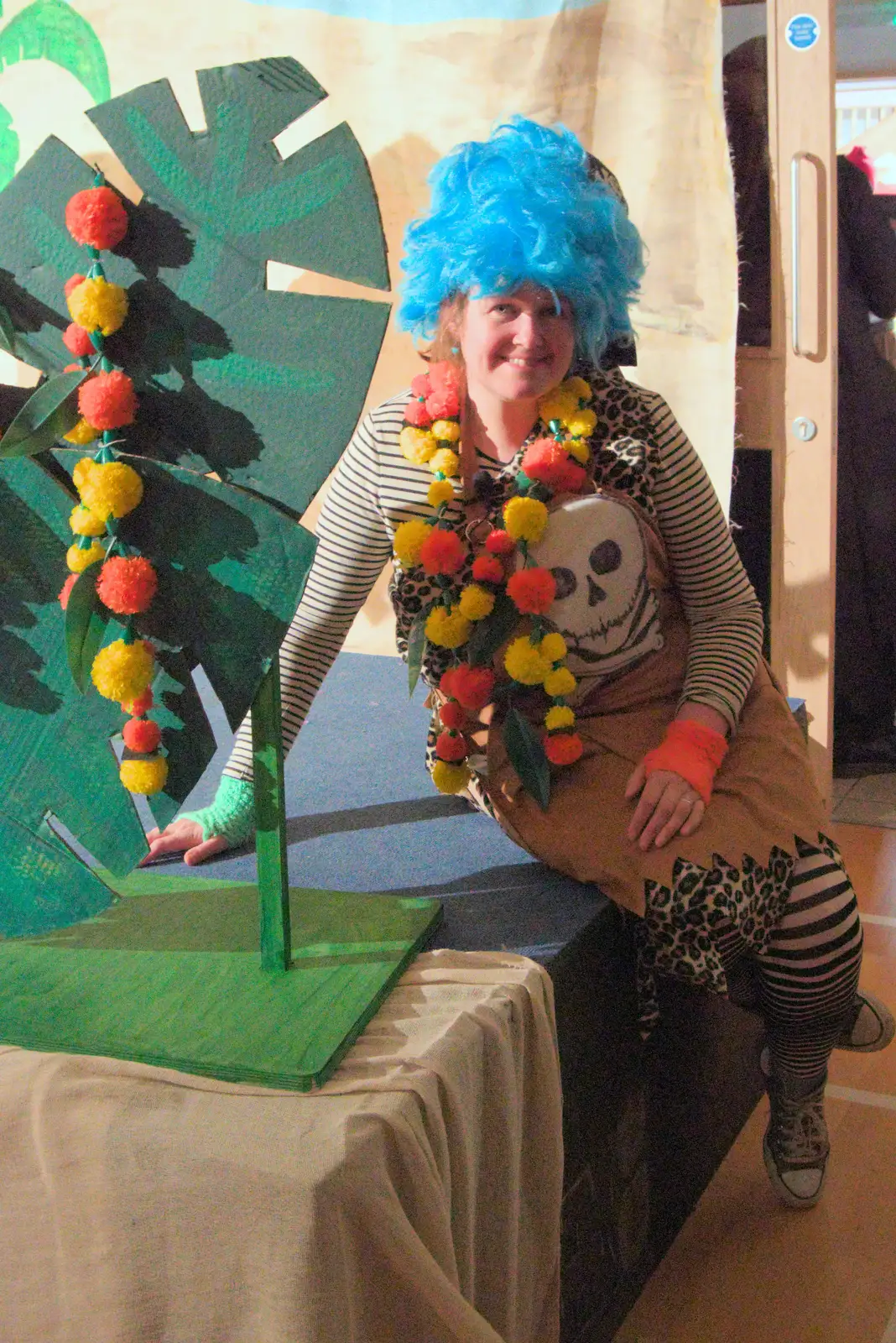 Isobel sits on the edge of the stage, from Dove Players Tech Rehearsal, Occold, Suffolk - 5th January 2025