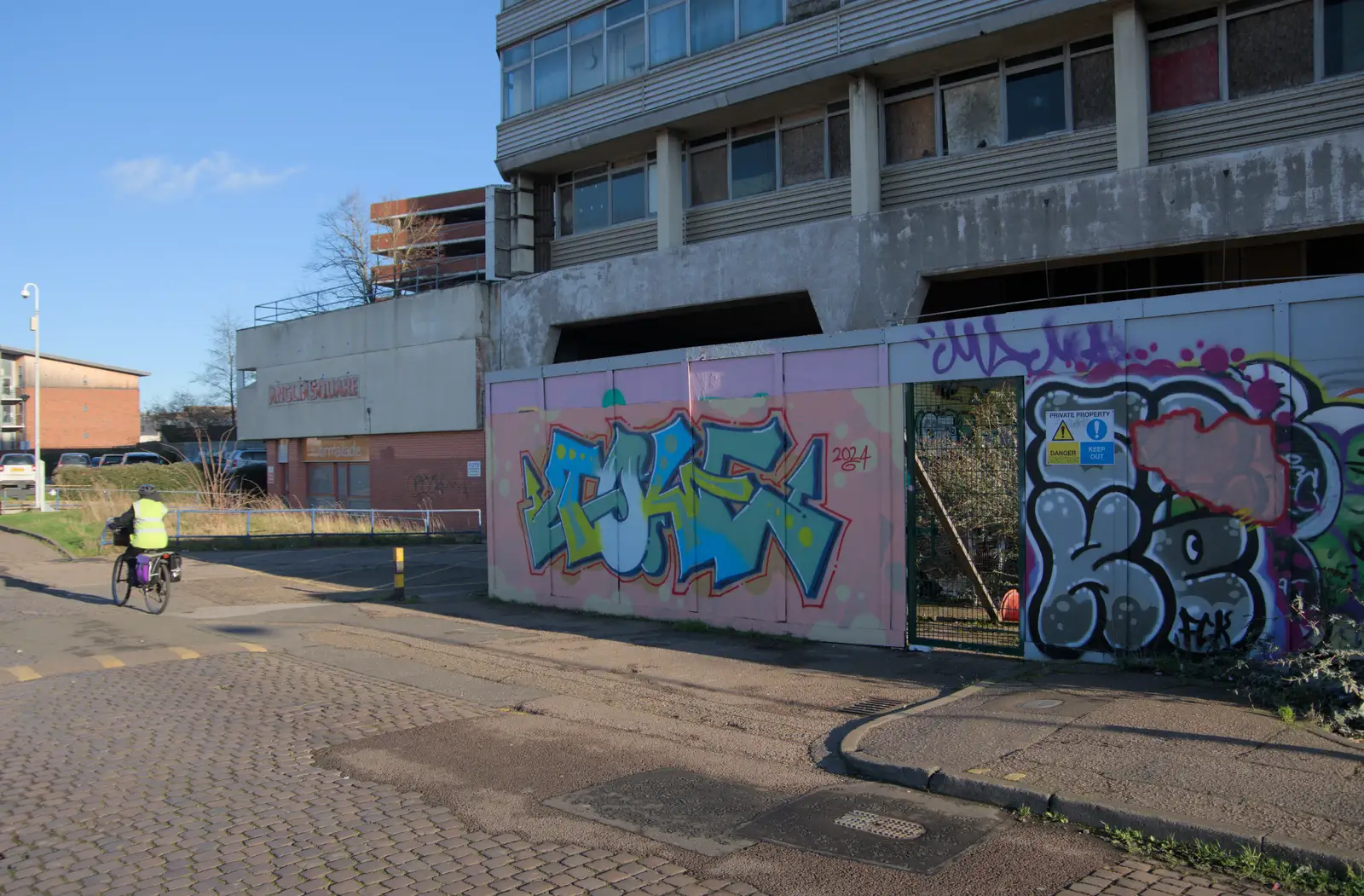 More colourful tags in new hoardings, from The Dereliction of Anglia Square, Norwich - 7th January