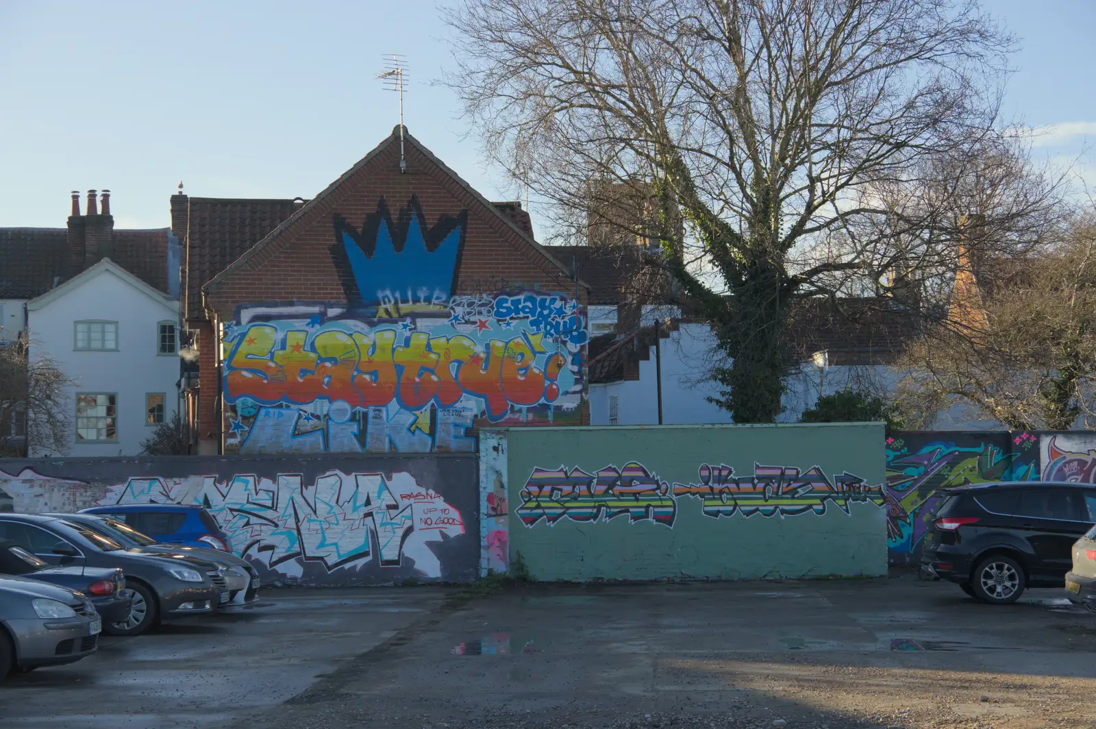 Graffiti in Botolph Street car park, from The Dereliction of Anglia Square, Norwich - 7th January