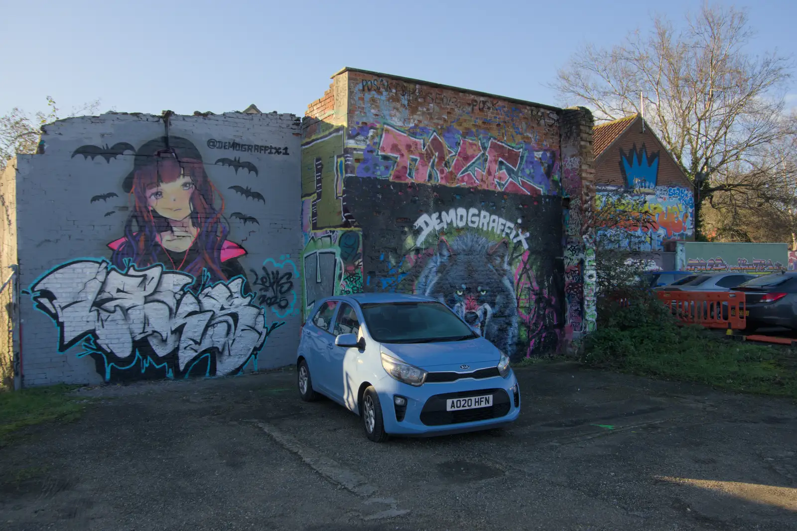 Colourful walls in Botolph Street, from The Dereliction of Anglia Square, Norwich - 7th January