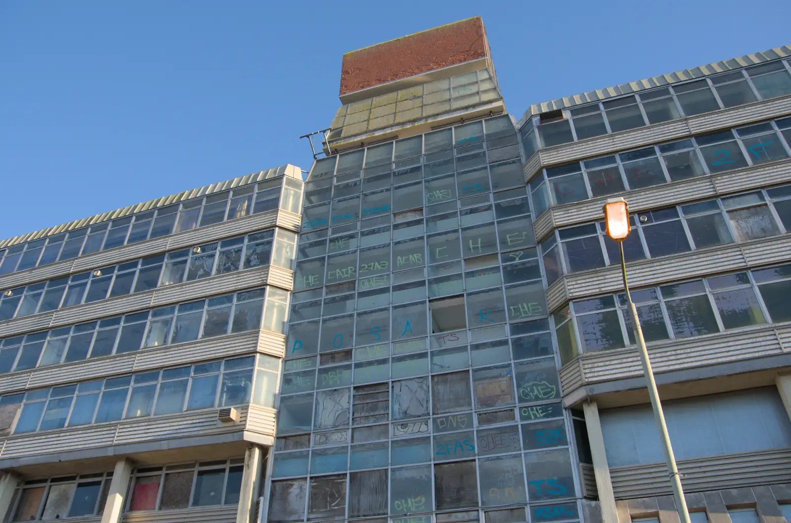 Graffiti tags all over the HMSO building, from The Dereliction of Anglia Square, Norwich - 7th January